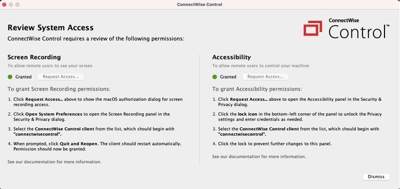 Enabling ScreenConnect on MacOS